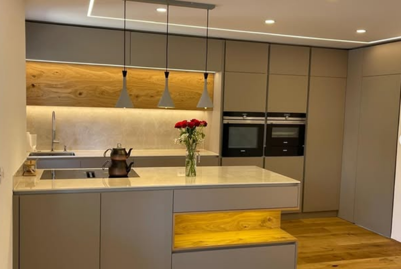 Brown and White Kitchen